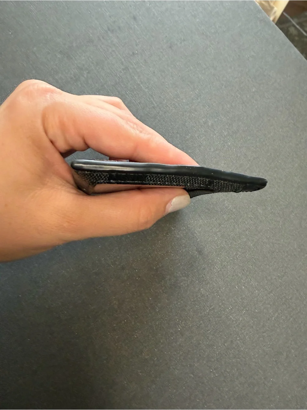 Coach Black Signature Card Holder with Leather Trim